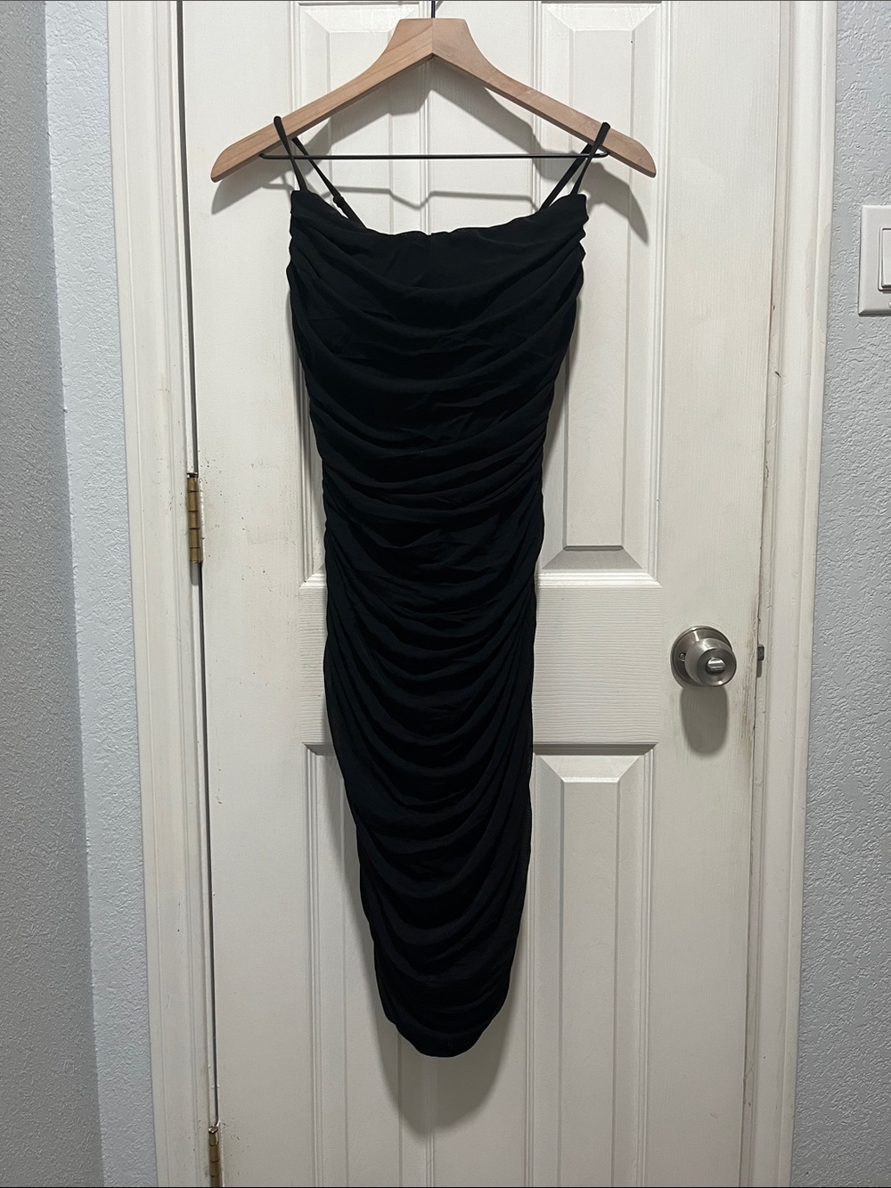 Klassy Network XL Black Ruched Mini Dress